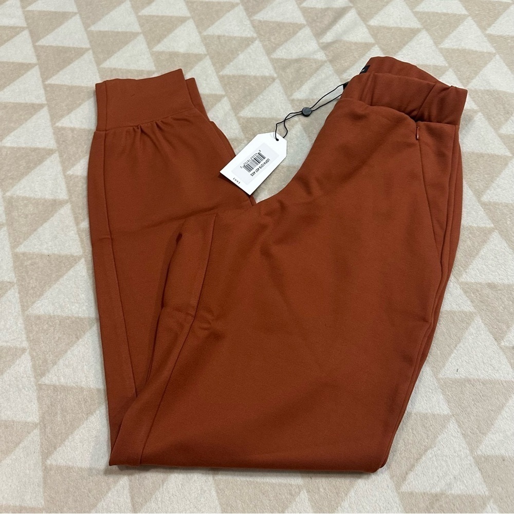 Universal standard luxe laid back ponte jogger pants burnt orange sienna